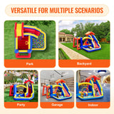 VEVOR Inflatable Bounce House, Outdoor High Quality Playhouse Trampoline, Jumping Bouncer with Blower, Slide, and Storage Bag, Family Backyard Bouncy Castle, for Kid Ages 3_8 Years, 3.3x3x2.3m - Rear View