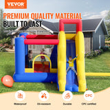 VEVOR Inflatable Bounce House, Outdoor High Quality Playhouse Trampoline, Jumping Bouncer with Blower, Slide, and Storage Bag, Family Backyard Bouncy Castle, for Kid Ages 3_8 Years, 3.4x2.6x2.3m - Front View