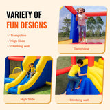 VEVOR Inflatable Bounce House, Outdoor High Quality Playhouse Trampoline, Jumping Bouncer with Blower, Slide, and Storage Bag, Family Backyard Bouncy Castle, for Kid Ages 3_8 Years, 3.4x2.6x2.3m - Top-Down View