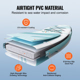 VEVOR Inflatable Stand Up Paddle Board, 3230 x 838 x 152 mm SUP Paddleboard, with Board Accessories, Pump, Paddle, Fin, Phone Bag, Backpack, Ankle - Side View