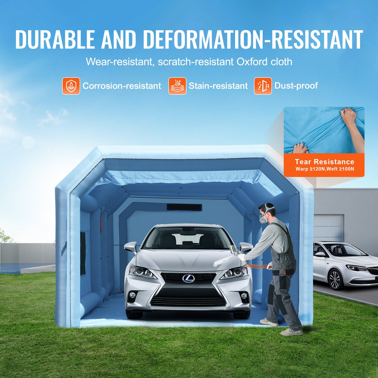VEVOR Inflatable Paint Booth 26.2x14.8x9.8ft Inflatable Spray Booth 950W+750W
