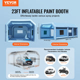 VEVOR Inflatable Paint Booth 23x13.1x9ft Inflatable Spray Booth 750W+480W Blower - Front View