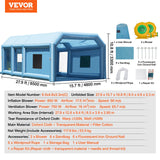 VEVOR Inflatable Paint Booth 27.9x15.7x10.8ft Inflatable Spray Booth 950W+750W - Close-Up Angle