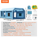 VEVOR Inflatable Paint Booth 29.5x15.7x11.8ft Inflatable Spray Booth 950W+750W - Close-Up Angle