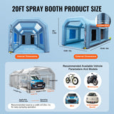 VEVOR Inflatable Spray Booth Car Paint Tent 20x10x8ft Filter System 2 Blowers - Low Angle