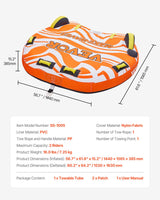 VEVOR Towable Tube for Boating 1-2 Riders Inflatable Boat Tubes and Towables - Close-Up Angle