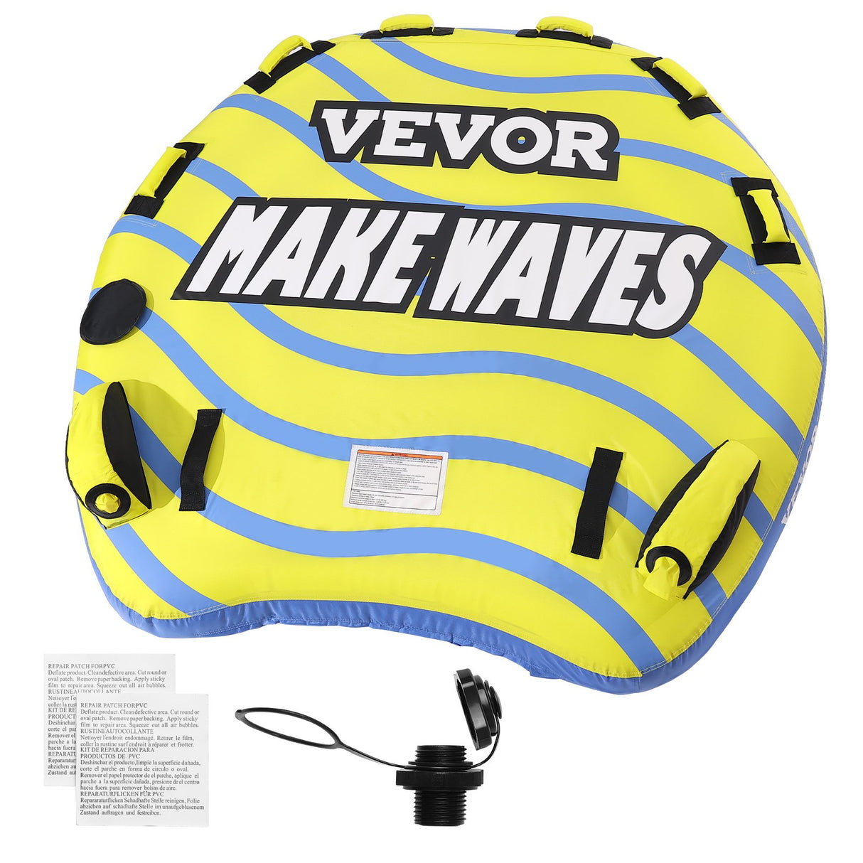 VEVOR Towable Tube for Boating, 1-3 Riders Inflatable Towable Tube with Bumper Fins, 510 lbs Water Sport Towable Tubes for Boats to Pull, Full Nylon