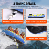 VEVOR Towable Tube for Boating, 1-3 Riders Inflatable Towable Tube with Bumper Fins, 510 lbs Water Sport Towable Tubes for Boats to Pull, Full Nylon Cover, EVA Grab Handles and Speed Safety Valve - Rear View