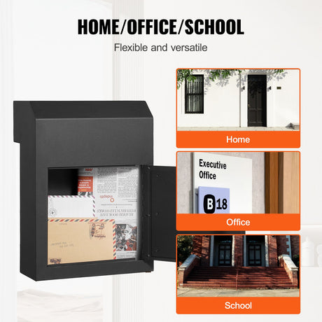 Through The Door Key Drop Box, Heavy Duty Steel Through the Door Mailbox with 1.8" 12" Key Lock, 12x6x16", image 6