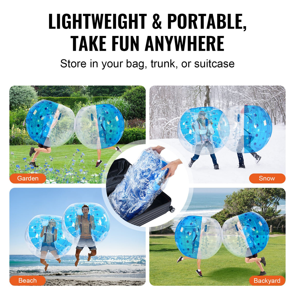 VEVOR Inflatable Bumper Ball 1-Pack, 5FT/1.5M Body Sumo Zorb Balls for Teen & Adult, 0.8mm Thick PVC Human Hamster Bubble Balls for Outdoor Team