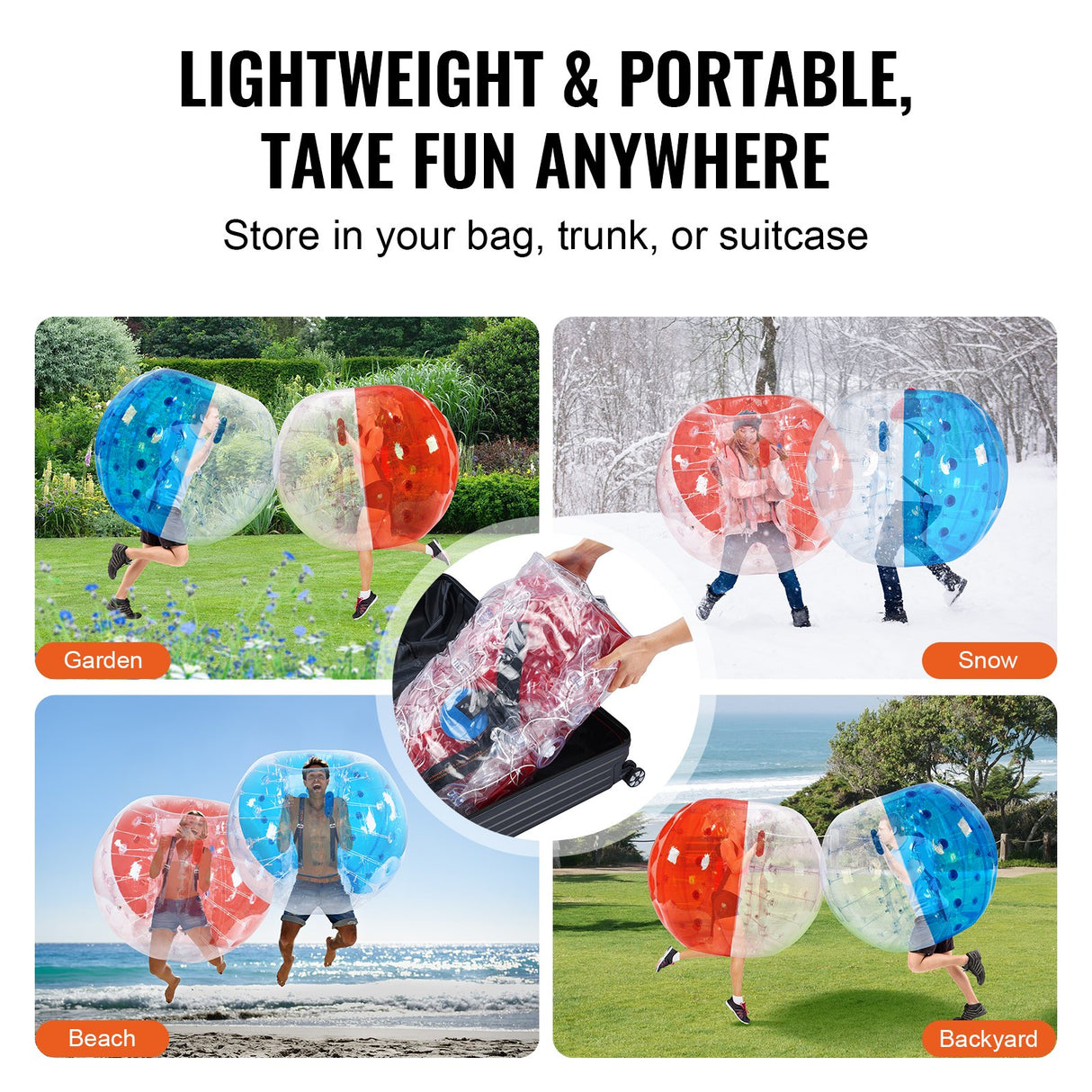VEVOR Inflatable Bumper Balls 2-Pack, 5FT/1.5M Body Sumo Zorb Balls for Teen & Adult, 0.8mm Thick PVC Human Hamster Bubble Balls for Outdoor Team