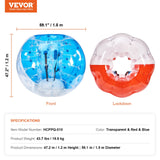 VEVOR Inflatable Bumper Balls 2-Pack, 5FT/1.5M Body Sumo Zorb Balls for Teen & Adult, 0.8mm Thick PVC Human Hamster Bubble Balls for Outdoor Team