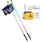 VEVOR 2 PCS 4 FT Whip Light, APP & RF Remote Control Led Whip Light, Waterproof 360° Spiral RGB Chasing Lighted Whips with 4 Flags, for UTVs, ATVs, Motorcycles, RZR, Can-am, Trucks, Off-road, Go-karts - Extra Image