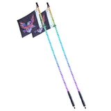 VEVOR 2 PCS 5 FT Whip Light, APP & RF Remote Control Led Whip Light, Waterproof Spiral RGB Chasing Lighted Whips with 4 Flags, for UTVs, ATVs,