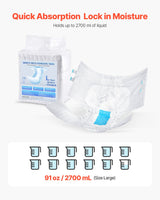 VEVOR Adult Briefs with Adhesive Tabs Incontinence Briefs for Men Women L Size - Front View