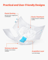 VEVOR Adult Briefs with Adhesive Tabs Incontinence Briefs for Men Women L Size - Side View