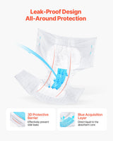 VEVOR Adult Briefs with Adhesive Tabs Incontinence Briefs for Men Women L Size - Top-Down View