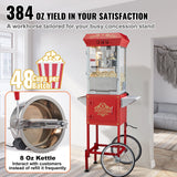 Popcorn Popper Machine with Cart Popcorn Maker 850W 8 Oz 48 Cups Red - Side View