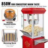 Popcorn Popper Machine with Cart Popcorn Maker 850W 8 Oz 48 Cups Red - Top-Down View