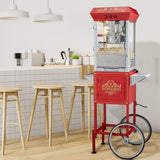 Popcorn Popper Machine with Cart Popcorn Maker 850W 8 Oz 48 Cups Red - Low Angle