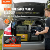 VEVOR Portable Water Storage Bladder 264 Gal PVC Collapsible Water Tank Black - Front View