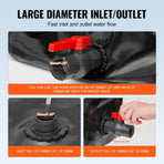 Portable Water Storage Bladder 29.9 Gal PVC Collapsible Water Tank Black