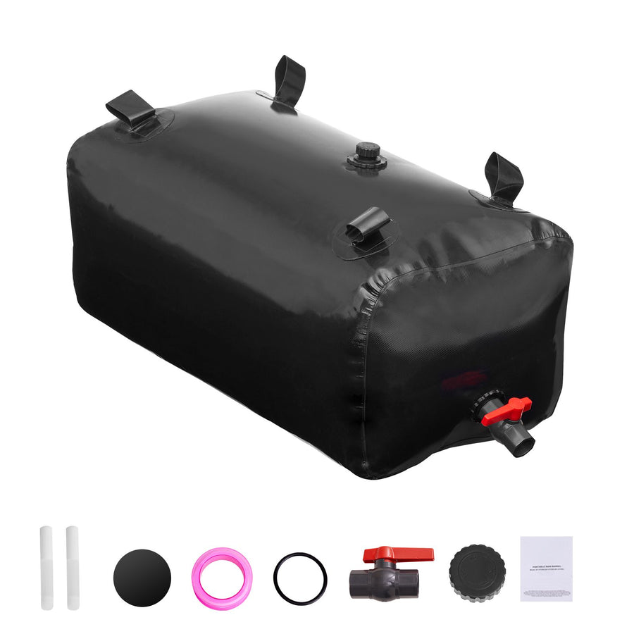 Portable Water Storage Bladder 29.9 Gal PVC Collapsible Water Tank Black