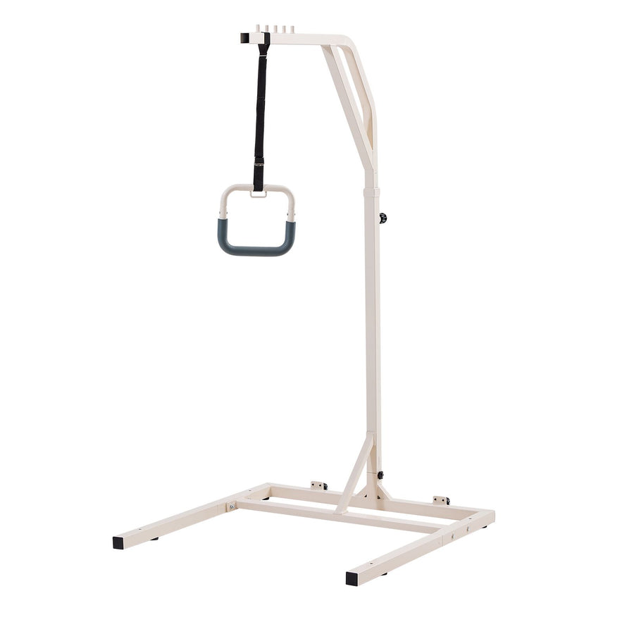Trapeze Bar for Bed Mobility, Height-Adjustable Free Standing Trapeze Bar with 2 Wheels, 300LBS Capacity Bed