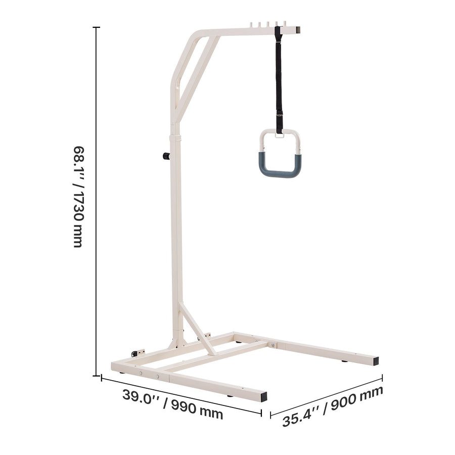 Trapeze Bar for Bed Mobility, Height-Adjustable Free Standing Trapeze Bar with 2 Wheels, 300LBS Capacity Bed, image 8