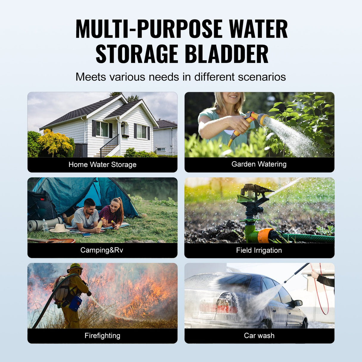 VEVOR Portable Water Storage Bladder 264 Gal 1000D PVC Collapsible Water Tank