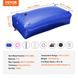 VEVOR Portable Water Storage Bladder 264 Gal 1000D PVC Collapsible Water Tank - Close-Up Angle