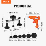 VEVOR 25 PCS Dent Removal Kit, Auto Body Paintless Dent Removal Tools Kit with Bridge Puller, Puller Tabs, Hot Melt Glue Gun, Glue Sticks, Dent Puller