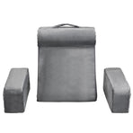Reading Pillow, Backrest Support Pillow with Arm and 3 Pockets, Large Size Bed Pillow with Removable Headrest & 25D Sponge, Handle for Easy Carrying, for Reading, Gaming, Resting, Working, Grey