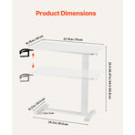 Overbed Table, Mobile Bed Side Table with 4 Hidden Wheels, Height Adjustable Rolling Laptop Desk with Cup Holder, Portable Particleboard Over Bed Desk for Home, Office, Study, White