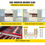 VEVOR Drawer Slide Soft Close Drawer 1Pair 34" Ball Bearing Full Extension 500lb