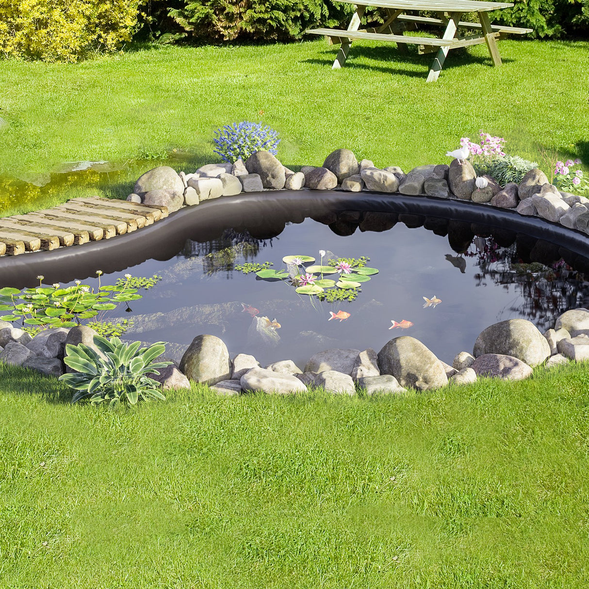 Pond Liner, 6 x 7.6 m 45 Mil Thick, Pliable EPDM Material Pond Skins, Easy Cutting Underlayment for Fish or Koi Pond, Waterfall Base, Water Features, Water Gardens, Fountains, Black