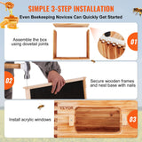 VEVOR Bee Hive 20 Frame Bee Hives Starter Kit, Beeswax Coated Cedar Wood, 1 Deep + 1 Medium Bee Boxes Langstroth Beehive Kit, Transparent Acrylic