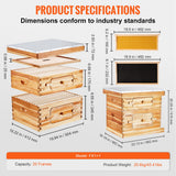 VEVOR Bee Hive 20 Frame Bee Hives Starter Kit, Beeswax Coated Cedar Wood, 1 Deep + 1 Medium Bee Boxes Langstroth Beehive Kit, Transparent Acrylic