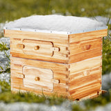 VEVOR Bee Hive 20 Frame Bee Hives Starter Kit, Beeswax Coated Cedar Wood, 1 Deep + 1 Medium Bee Boxes Langstroth Beehive Kit, Transparent Acrylic Windows with Foundations for Beginners Pro Beekeepers - Low Angle