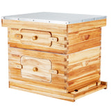 VEVOR Bee Hive 20 Frame Bee Hives Starter Kit, Beeswax Coated Cedar Wood, 1 Deep + 1 Medium Bee Boxes Langstroth Beehive Kit, Transparent Acrylic