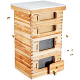 VEVOR Bee Hive 40 Frame Bee Hives Starter Kit, Beeswax Coated Cedar Wood, 2 Deep + 2 Medium Bee Boxes Langstroth Beehive Kit, Transparent Acrylic