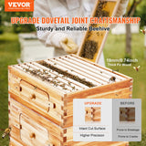 Bee Hive 40 Frame Bee Hives Starter Kit, Beeswax Coated Cedar Wood, 2 Deep + 2 Medium Bee Boxes Langstroth Beehive Kit, Transparent Acrylic Windows with Foundations for Beginners Pro Beekeepers - Front View