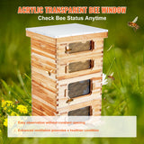 VEVOR Bee Hive 40 Frame Bee Hives Starter Kit, Beeswax Coated Cedar Wood, 2 Deep + 2 Medium Bee Boxes Langstroth Beehive Kit, Transparent Acrylic Windows with Foundations for Beginners Pro Beekeepers - Front View