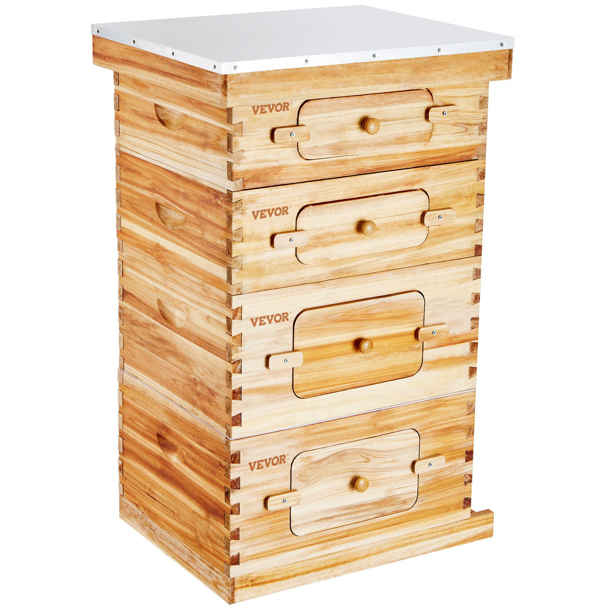 VEVOR Bee Hive 40 Frame Bee Hives Starter Kit, Beeswax Coated Cedar Wood, 2 Deep + 2 Medium Bee Boxes Langstroth Beehive Kit, Transparent Acrylic