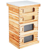 Bee Hive 40 Frame Bee Hives Starter Kit, Beeswax Coated Cedar Wood, 2 Deep + 2 Medium Bee Boxes Langstroth Beehive Kit, Transparent Acrylic Windows with Foundations for Beginners Pro Beekeepers - Extra Image
