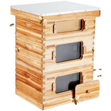 VEVOR Bee Hive 30 Frame Bee Hives Starter Kit, Beeswax Coated Fir Wood, 2 Deep + 1 Medium Bee Boxes Langstroth Beehive Kit, Transparent Acrylic