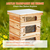 VEVOR Bee Hive 30 Frame Bee Hives Starter Kit, Beeswax Coated Fir Wood, 2 Deep + 1 Medium Bee Boxes Langstroth Beehive Kit, Transparent Acrylic