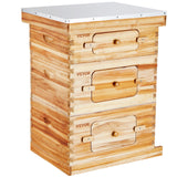 VEVOR Bee Hive 30 Frame Bee Hives Starter Kit, Beeswax Coated Fir Wood, 2 Deep + 1 Medium Bee Boxes Langstroth Beehive Kit, Transparent Acrylic