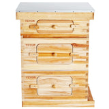 VEVOR Bee Hive 30 Frame Bee Hives Starter Kit, Beeswax Coated Fir Wood, 2 Deep + 1 Medium Bee Boxes Langstroth Beehive Kit, Transparent Acrylic