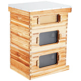 VEVOR Bee Hive 30 Frame Bee Hives Starter Kit, Beeswax Coated Fir Wood, 2 Deep + 1 Medium Bee Boxes Langstroth Beehive Kit, Transparent Acrylic